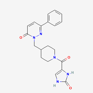 molecular formula C20H21N5O3 B2366844 2-{[1-(2-oxo-2,3-dihydro-1H-imidazole-4-carbonyl)piperidin-4-yl]methyl}-6-phenyl-2,3-dihydropyridazin-3-one CAS No. 2097904-05-5