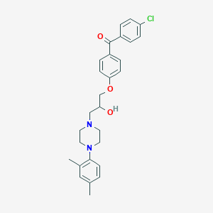 molecular formula C28H31ClN2O3 B2366870 (4-Chlorophenyl)(4-(3-(4-(2,4-dimethylphenyl)piperazin-1-yl)-2-hydroxypropoxy)phenyl)methanone CAS No. 694461-00-2