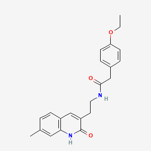 molecular formula C22H24N2O3 B2366871 2-(4-ethoxyphenyl)-N-[2-(7-methyl-2-oxo-1H-quinolin-3-yl)ethyl]acetamide CAS No. 851405-33-9