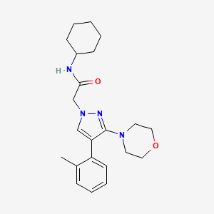 molecular formula C22H30N4O2 B2366872 N-cyclohexyl-2-(3-morpholino-4-(o-tolyl)-1H-pyrazol-1-yl)acetamide CAS No. 1286696-51-2
