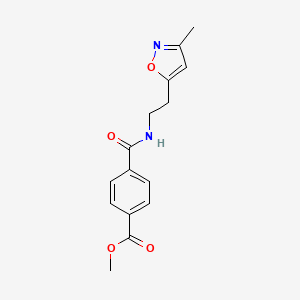 molecular formula C15H16N2O4 B2366875 Methyl 4-((2-(3-methylisoxazol-5-yl)ethyl)carbamoyl)benzoate CAS No. 1421482-70-3