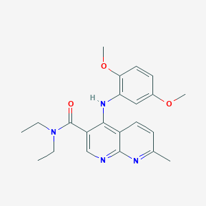 molecular formula C22H26N4O3 B2366876 N-(4-chlorophenyl)-4-[4-methyl-5-(piperidin-1-ylcarbonyl)-1,3-thiazol-2-yl]thiophene-2-sulfonamide CAS No. 1251571-69-3