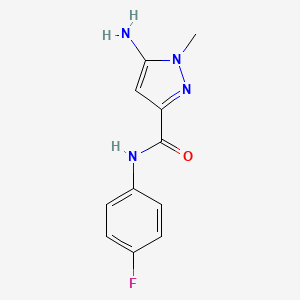 molecular formula C11H11FN4O B2366887 5-amino-N-(4-fluorophenyl)-1-methyl-1H-pyrazole-3-carboxamide CAS No. 1856029-79-2