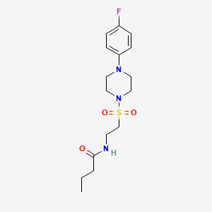 molecular formula C16H24FN3O3S B2366892 N-(2-((4-(4-氟苯基)哌嗪-1-基)磺酰基)乙基)丁酰胺 CAS No. 897618-39-2