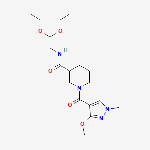 molecular formula C18H30N4O5 B2366898 N-(2,2-diethoxyethyl)-1-(3-methoxy-1-methyl-1H-pyrazole-4-carbonyl)piperidine-3-carboxamide CAS No. 1226427-81-1
