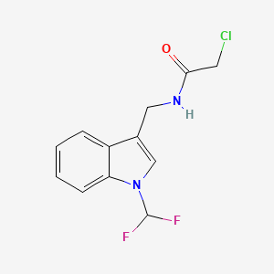 molecular formula C12H11ClF2N2O B2366902 2-Chloro-N-[[1-(difluoromethyl)indol-3-yl]methyl]acetamide CAS No. 2411244-24-9