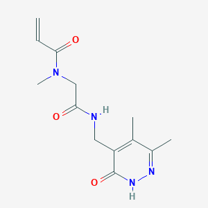 molecular formula C13H18N4O3 B2366905 N-[2-[(3,4-Dimethyl-6-oxo-1H-pyridazin-5-yl)methylamino]-2-oxoethyl]-N-methylprop-2-enamide CAS No. 2361811-42-7