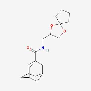 (1r,3R,5S)-N-(1,4-dioxaspiro[4.4]nonan-2-ylmethyl)adamantane-1-carboxamide