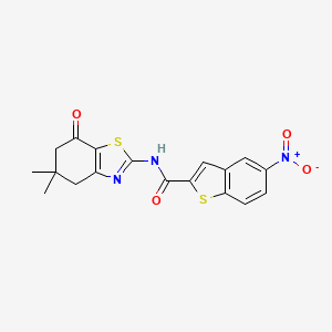 molecular formula C18H15N3O4S2 B2366927 N-(5,5-二甲基-7-氧代-4,5,6,7-四氢苯并[d]噻唑-2-基)-5-硝基苯并[b]噻吩-2-甲酰胺 CAS No. 391867-34-8