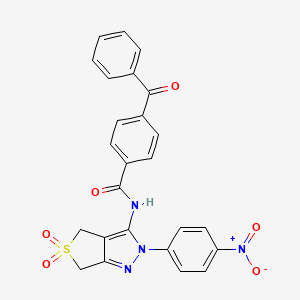 molecular formula C25H18N4O6S B2366930 4-苯甲酰基-N-[2-(4-硝基苯基)-5,5-二氧代-4,6-二氢噻吩并[3,4-c]吡唑-3-基]苯甲酰胺 CAS No. 450336-52-4