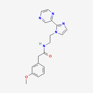 molecular formula C18H19N5O2 B2366945 2-(3-methoxyphenyl)-N-(2-(2-(pyrazin-2-yl)-1H-imidazol-1-yl)ethyl)acetamide CAS No. 2034450-72-9