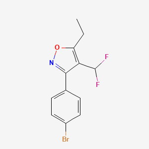 molecular formula C12H10BrF2NO B2366960 3-(4-Bromophenyl)-4-(difluoromethyl)-5-ethyl-1,2-oxazole CAS No. 2248398-12-9