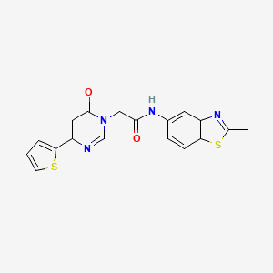 molecular formula C18H14N4O2S2 B2366962 N-(2-methylbenzo[d]thiazol-5-yl)-2-(6-oxo-4-(thiophen-2-yl)pyrimidin-1(6H)-yl)acetamide CAS No. 1251563-23-1