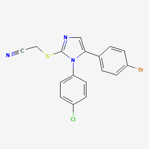 molecular formula C17H11BrClN3S B2366966 2-((5-(4-溴苯基)-1-(4-氯苯基)-1H-咪唑-2-基)硫代)乙腈 CAS No. 1226449-55-3