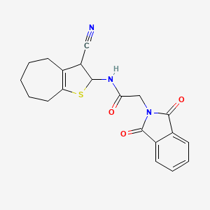 molecular formula C20H19N3O3S B2366967 N-(3-cyano-3,4,5,6,7,8-hexahydro-2H-cyclohepta[b]thiophen-2-yl)-2-(1,3-dioxoisoindol-2-yl)acetamide CAS No. 391866-87-8