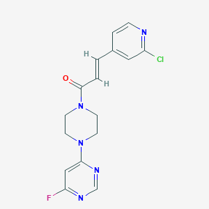 molecular formula C16H15ClFN5O B2366970 (E)-3-(2-Chloropyridin-4-yl)-1-[4-(6-fluoropyrimidin-4-yl)piperazin-1-yl]prop-2-en-1-one CAS No. 2094965-44-1