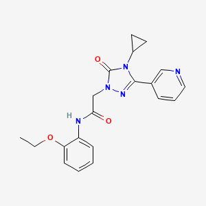 molecular formula C20H21N5O3 B2366978 2-(4-cyclopropyl-5-oxo-3-(pyridin-3-yl)-4,5-dihydro-1H-1,2,4-triazol-1-yl)-N-(2-ethoxyphenyl)acetamide CAS No. 1797224-19-1