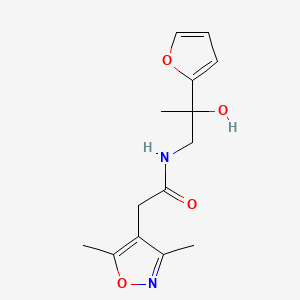 molecular formula C14H18N2O4 B2367006 2-(3,5-二甲基异恶唑-4-基)-N-(2-(呋喃-2-基)-2-羟基丙基)乙酰胺 CAS No. 1795442-98-6