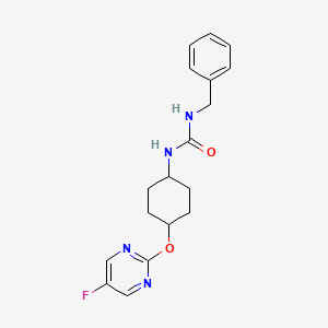 molecular formula C18H21FN4O2 B2367011 1-Benzyl-3-((1r,4r)-4-((5-fluoropyrimidin-2-yl)oxy)cyclohexyl)urea CAS No. 2034280-19-6