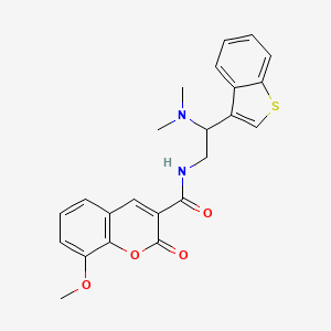 molecular formula C23H22N2O4S B2367012 N-(2-(苯并[b]噻吩-3-基)-2-(二甲氨基)乙基)-8-甲氧基-2-氧代-2H-色烯-3-甲酰胺 CAS No. 2034310-40-0