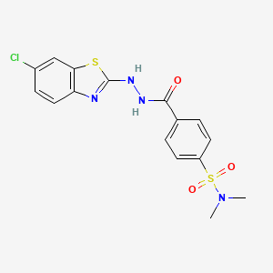 molecular formula C16H15ClN4O3S2 B2367022 4-(2-(6-chlorobenzo[d]thiazol-2-yl)hydrazinecarbonyl)-N,N-dimethylbenzenesulfonamide CAS No. 851980-20-6