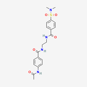 molecular formula C20H24N4O5S B2367023 4-acetamido-N-(2-(4-(N,N-dimethylsulfamoyl)benzamido)ethyl)benzamide CAS No. 1021026-90-3