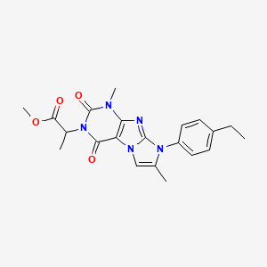 molecular formula C21H23N5O4 B2367035 methyl 2-(8-(4-ethylphenyl)-1,7-dimethyl-2,4-dioxo-1H-imidazo[2,1-f]purin-3(2H,4H,8H)-yl)propanoate CAS No. 887465-71-6