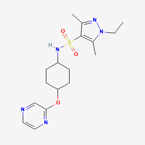1-ethyl-3,5-dimethyl-N-((1r,4r)-4-(pyrazin-2-yloxy)cyclohexyl)-1H-pyrazole-4-sulfonamide