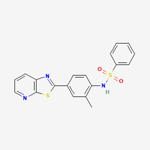 molecular formula C19H15N3O2S2 B2367040 N-(2-methyl-4-(thiazolo[5,4-b]pyridin-2-yl)phenyl)benzenesulfonamide CAS No. 896679-33-7