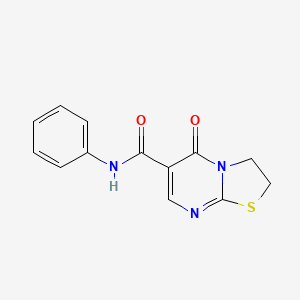 molecular formula C13H11N3O2S B2367045 5-oxo-N-phenyl-3,5-dihydro-2H-thiazolo[3,2-a]pyrimidine-6-carboxamide CAS No. 497072-40-9