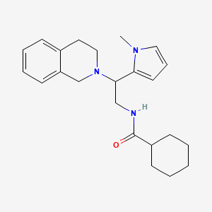 molecular formula C23H31N3O B2367048 N-(2-(3,4-dihydroisoquinolin-2(1H)-yl)-2-(1-methyl-1H-pyrrol-2-yl)ethyl)cyclohexanecarboxamide CAS No. 1049459-55-3