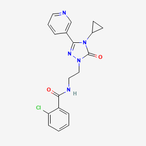 molecular formula C19H18ClN5O2 B2367058 2-chloro-N-(2-(4-cyclopropyl-5-oxo-3-(pyridin-3-yl)-4,5-dihydro-1H-1,2,4-triazol-1-yl)ethyl)benzamide CAS No. 1795408-95-5