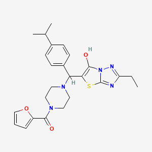 (4-((2-Ethyl-6-hydroxythiazolo[3,2-b][1,2,4]triazol-5-yl)(4-isopropylphenyl)methyl)piperazin-1-yl)(furan-2-yl)methanone