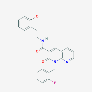 molecular formula C25H22FN3O3 B2367070 1-(2-fluorobenzyl)-N-(2-methoxyphenethyl)-2-oxo-1,2-dihydro-1,8-naphthyridine-3-carboxamide CAS No. 1005295-82-8