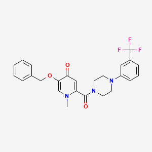 molecular formula C25H24F3N3O3 B2367081 5-(benzyloxy)-1-methyl-2-(4-(3-(trifluoromethyl)phenyl)piperazine-1-carbonyl)pyridin-4(1H)-one CAS No. 1021249-00-2