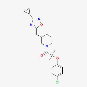 2-(4-Chlorophenoxy)-1-(3-((3-cyclopropyl-1,2,4-oxadiazol-5-yl)methyl)piperidin-1-yl)-2-methylpropan-1-one