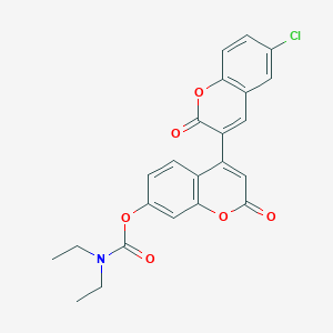 molecular formula C23H18ClNO6 B2367099 6-氯-2,2'-二氧代-2H,2'H-3,4'-联苯并[b]色烯-7'-基二乙基氨基甲酸酯 CAS No. 869079-08-3