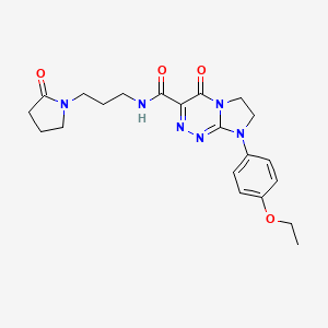 molecular formula C21H26N6O4 B2367115 8-(4-ethoxyphenyl)-4-oxo-N-(3-(2-oxopyrrolidin-1-yl)propyl)-4,6,7,8-tetrahydroimidazo[2,1-c][1,2,4]triazine-3-carboxamide CAS No. 946311-87-1
