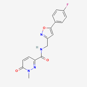 molecular formula C16H13FN4O3 B2367124 N-((5-(4-氟苯基)异恶唑-3-基)甲基)-1-甲基-6-氧代-1,6-二氢哒嗪-3-甲酰胺 CAS No. 1210315-70-0