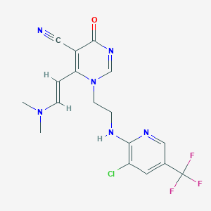 1-[2-[[3-chloro-5-(trifluoromethyl)pyridin-2-yl]amino]ethyl]-6-[(E)-2-(dimethylamino)ethenyl]-4-oxopyrimidine-5-carbonitrile