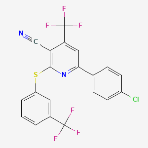 6-(4-Chlorophenyl)-4-(trifluoromethyl)-2-{[3-(trifluoromethyl)phenyl]sulfanyl}nicotinonitrile