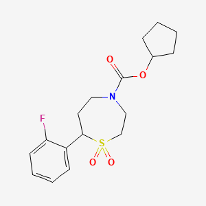 molecular formula C17H22FNO4S B2367151 Cyclopentyl 7-(2-fluorophenyl)-1,4-thiazepane-4-carboxylate 1,1-dioxide CAS No. 2195937-58-5