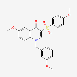 molecular formula C25H23NO6S B2367153 6-甲氧基-1-[(3-甲氧基苯基)甲基]-3-(4-甲氧基苯基)磺酰基喹啉-4-酮 CAS No. 872199-22-9