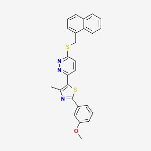 molecular formula C26H21N3OS2 B2367159 2-(3-Methoxyphenyl)-4-methyl-5-(6-((naphthalen-1-ylmethyl)thio)pyridazin-3-yl)thiazole CAS No. 923682-60-4