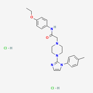 molecular formula C24H31Cl2N5O2 B2367174 N-(4-ethoxyphenyl)-2-(4-(1-(p-tolyl)-1H-imidazol-2-yl)piperazin-1-yl)acetamide dihydrochloride CAS No. 1331239-26-9