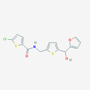 molecular formula C15H12ClNO3S2 B2367197 5-chloro-N-((5-(furan-2-yl(hydroxy)methyl)thiophen-2-yl)methyl)thiophene-2-carboxamide CAS No. 1787916-37-3
