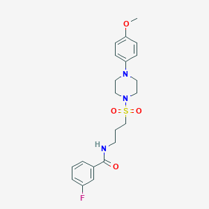 molecular formula C21H26FN3O4S B2367200 3-fluoro-N-(3-((4-(4-methoxyphenyl)piperazin-1-yl)sulfonyl)propyl)benzamide CAS No. 1021058-69-4