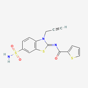 molecular formula C15H11N3O3S3 B2367202 N-(3-prop-2-ynyl-6-sulfamoyl-1,3-benzothiazol-2-ylidene)thiophene-2-carboxamide CAS No. 865181-99-3