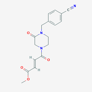 molecular formula C17H17N3O4 B2367211 Methyl (E)-4-[4-[(4-cyanophenyl)methyl]-3-oxopiperazin-1-yl]-4-oxobut-2-enoate CAS No. 2411326-15-1