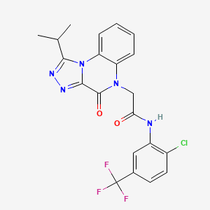 molecular formula C21H17ClF3N5O2 B2367219 N-(2-氯-5-(三氟甲基)苯基)-2-(1-异丙基-4-氧代-[1,2,4]三唑并[4,3-a]喹喔啉-5(4H)-基)乙酰胺 CAS No. 1358446-33-9